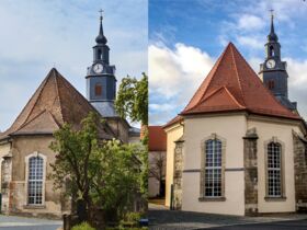 Kirche Lockwitz: vorher / nachher