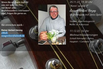 Liedermacher / Liedervogel Rainer Herbert Herzog aus Röhrsdorf - Screenshot Webseite am 27.11.2022