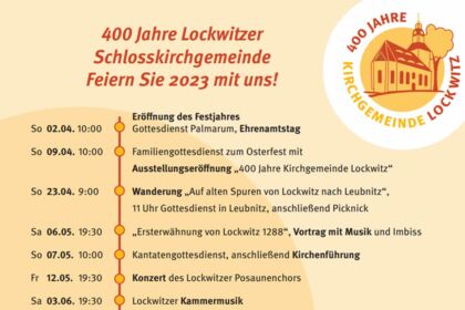 Terminvorschau 400 Jahre Lockwitzer Schlosskirchgemeinde